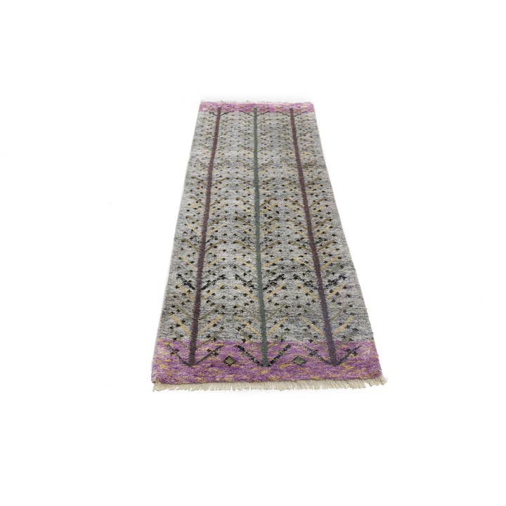 Cream Pink 3X8 Tribal Indo-Gabbeh Modern Rug | Oriental for wholesale by Magic Rugs Inc.