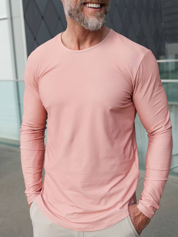 Premium Crew Curve Hem Long Sleeve for wholesale by USA Palm