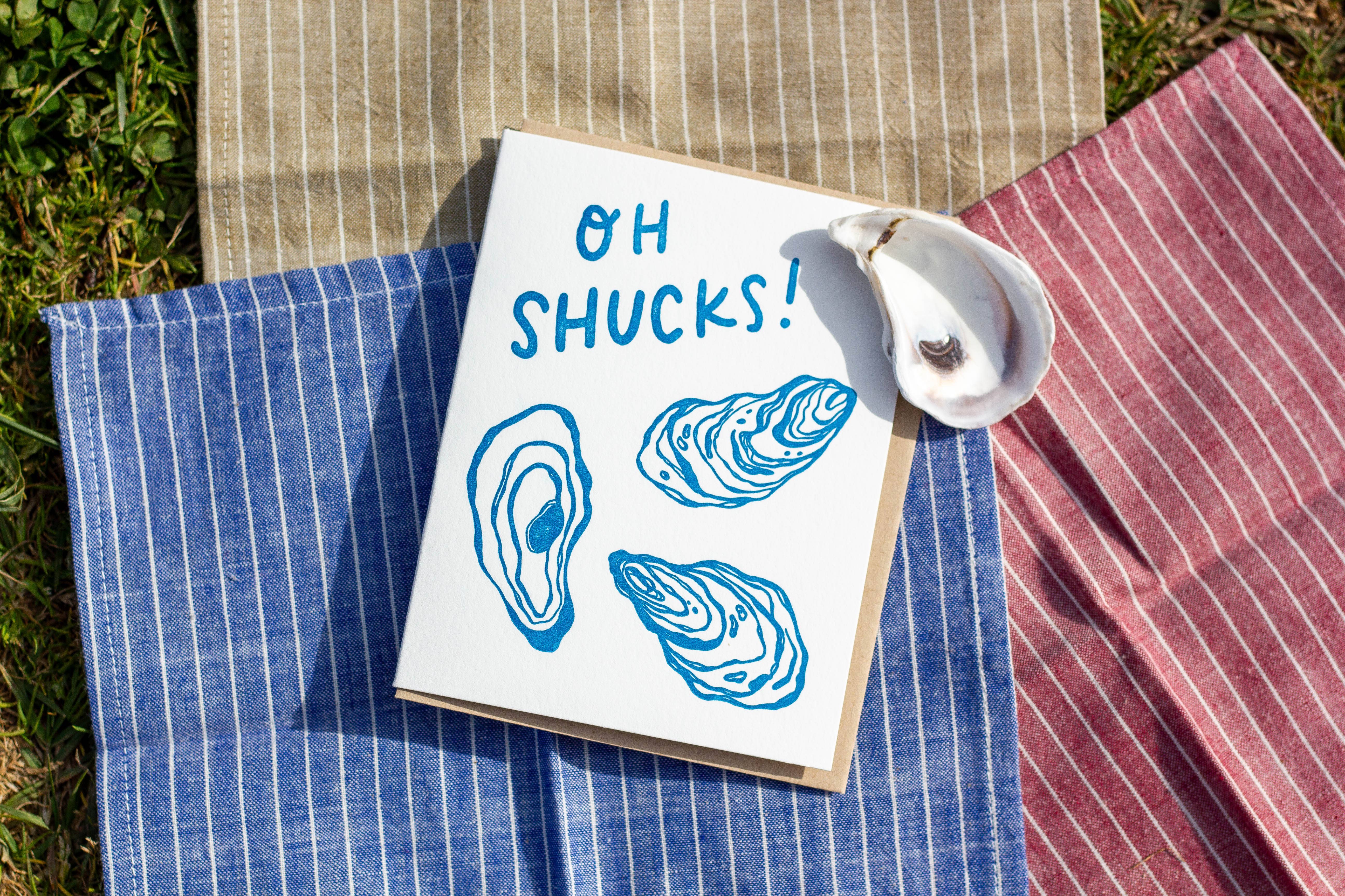 Finch and Flourish Paper Goods - Vendita all'ingrosso Biglietti di auguri generici - Oh Shucks! Carta tipografica Oyster Shell1