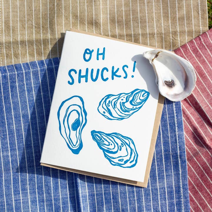 Finch and Flourish Paper Goods - Wholesale Everyday Greeting Card - Oh Shucks! Oyster Shell Letterpress Card1
