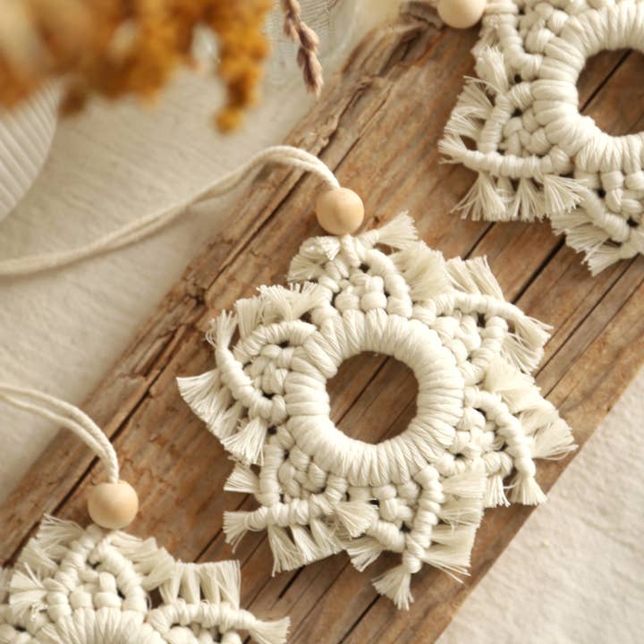 The Frenchie Knot - Wholesale Ornament - macrame snowflake christmas ornaments2