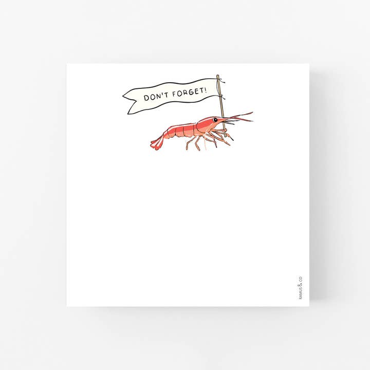 Shrimp Notepad for wholesale by Ramus & Co.