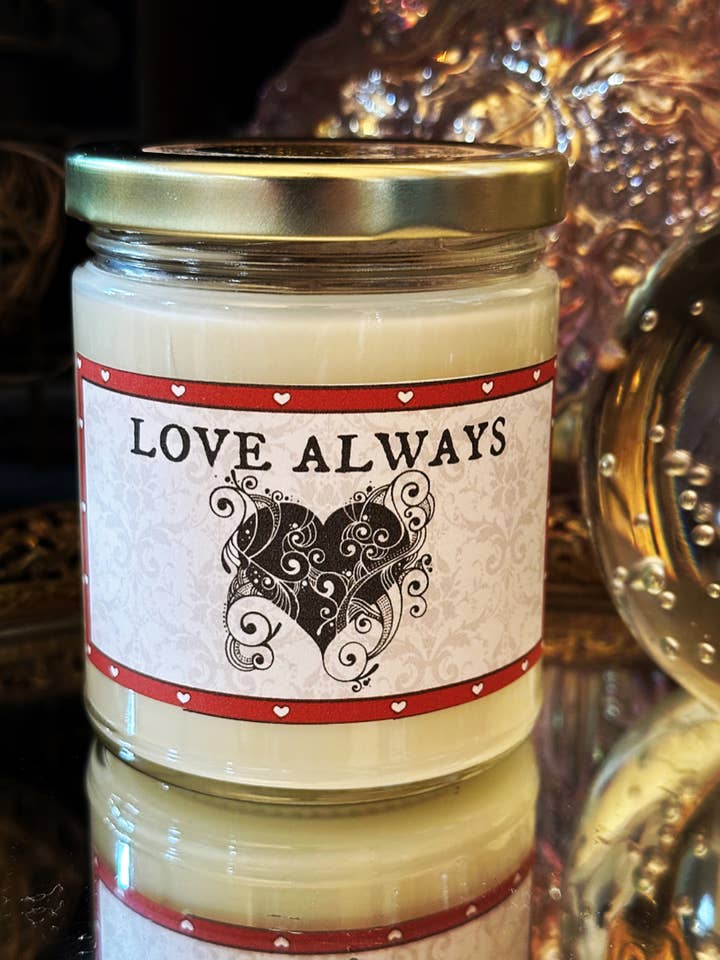 Love Always 9 Oz. Soy Wax Love Message Candle Valentine Gift for wholesale by Vintage Luxe Design Co.