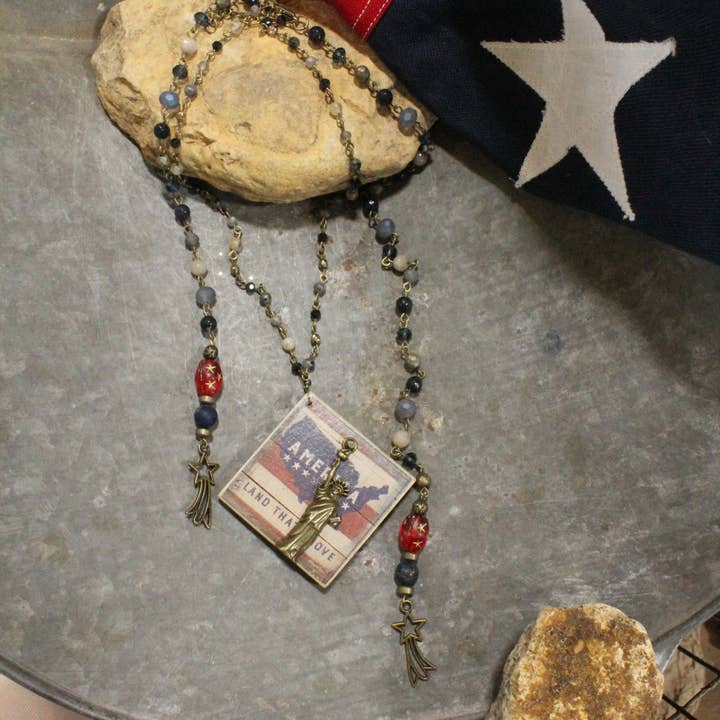The Primitive Peddler, Inc. - Wholesale Pendant/Charm Necklace - Land That I Love Layered Lariet Necklace