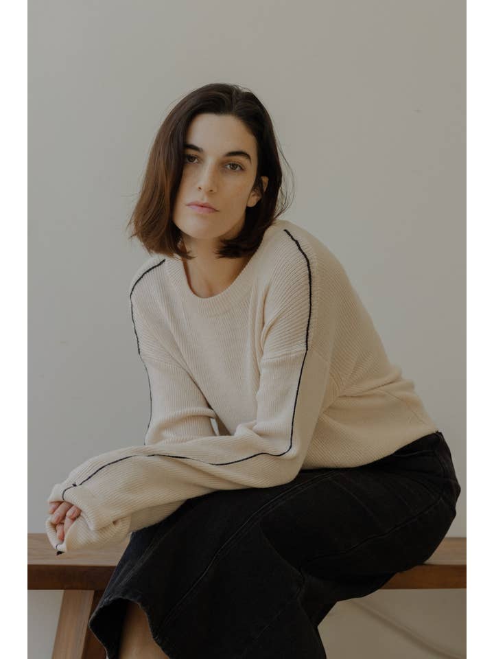 MOD REF - Wholesale Knit Sweater - Women's - The Anna Sweater | Knit Sweater with Contrast Side Seam