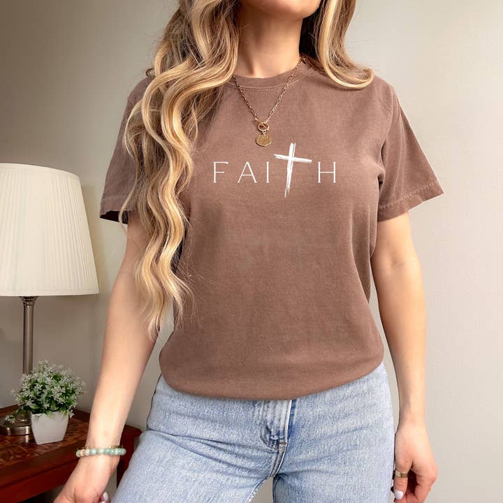 Wholehearted Motherhood and Co. - Wholesale Screen Printed T-Shirt - Women's - Faith Tee - Christian Western Graphic Tee - Summer Tee