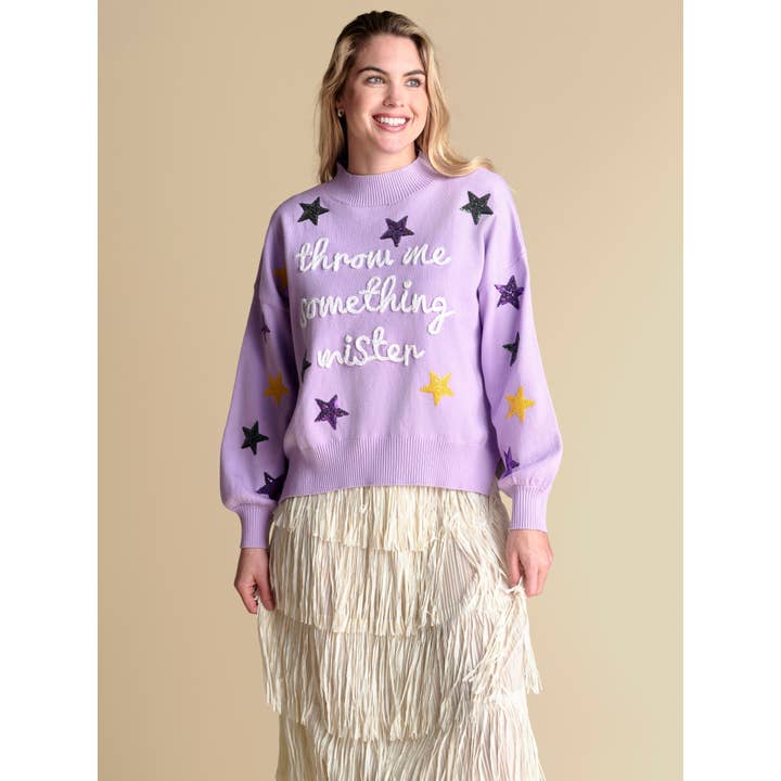 The Throw Me Something Mock Neck Sweater for wholesale by Stewart Simmons