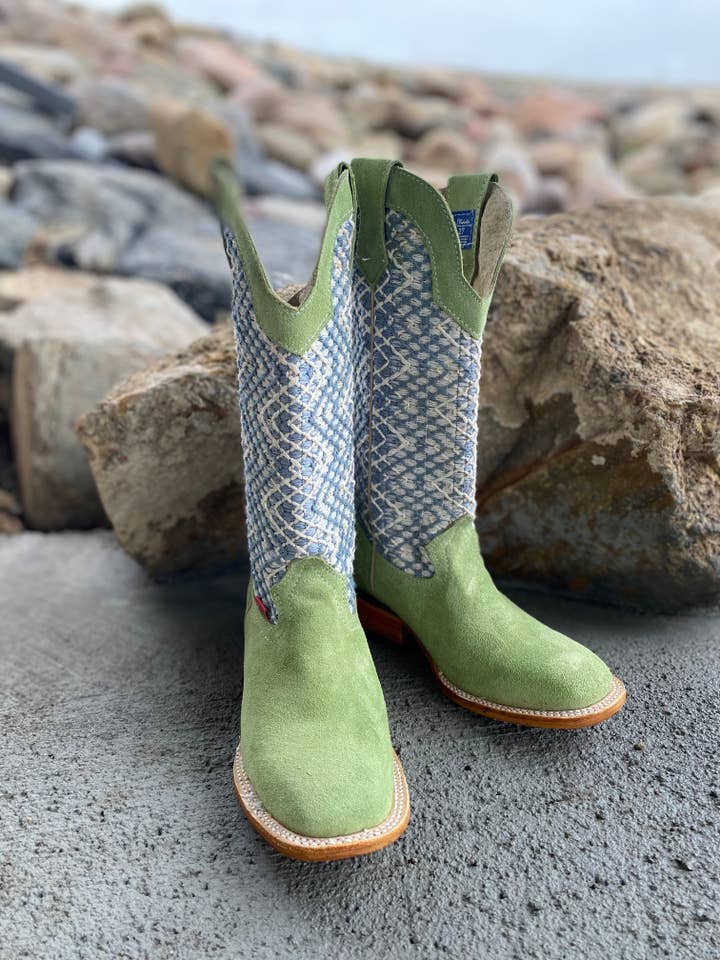 Maat 9 Appelgroen/Blauw Knit Rancherr Rodeolaars voor wholesale door Rancherr Boots