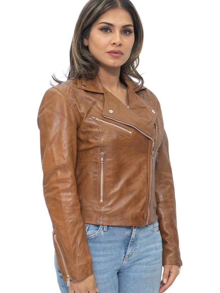 Infinity Leather (Upperclass Fashions Ltd) - Vendita all'ingrosso Giacca in pelle - Donna - Giacca da motociclista in pelle da donna-Zanzibar