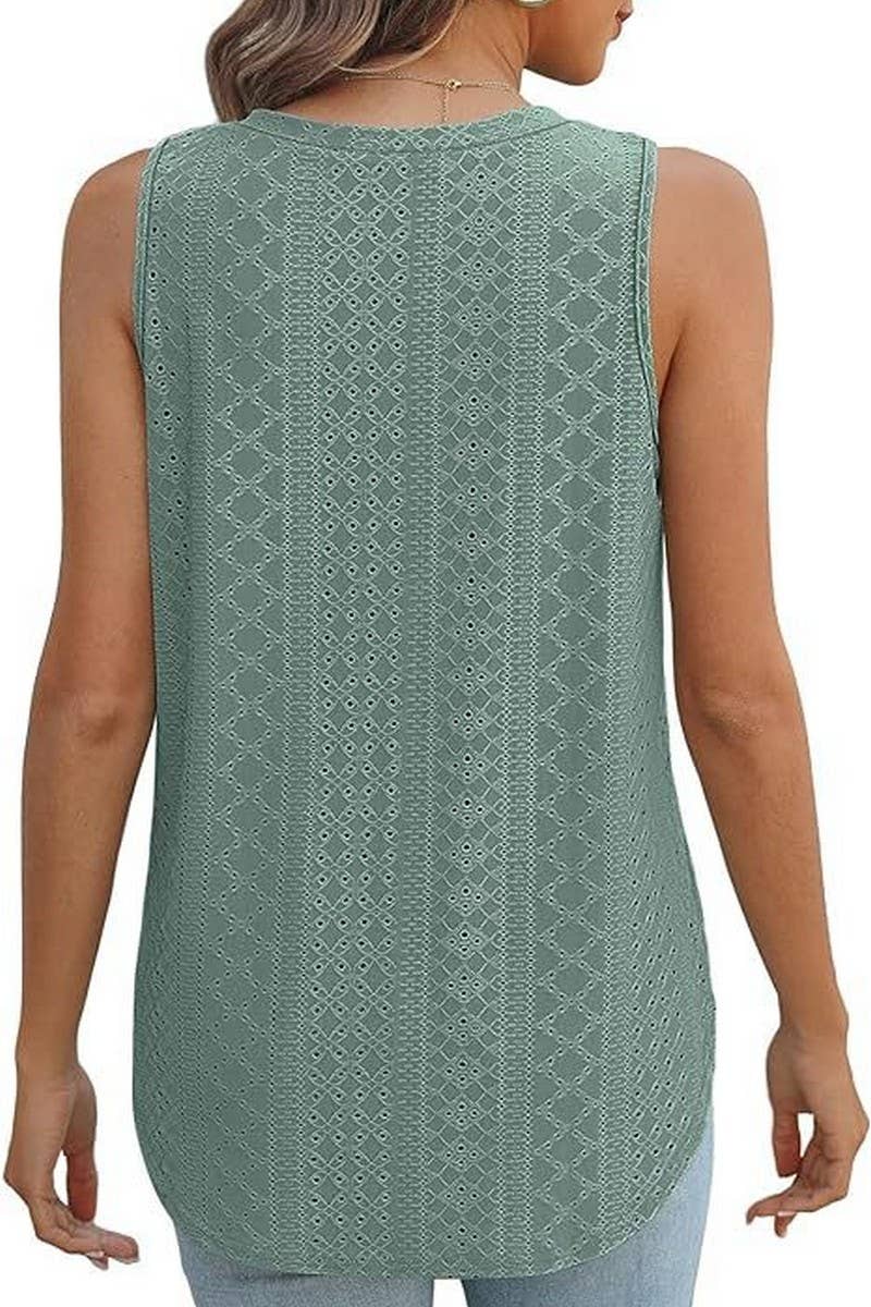 Lily Clothing - Wholesale Tunic - Women's - V NECK SLEEVELESS SLIT SOLID COLOR CASUAL SHIRT_CWTSTSL006918