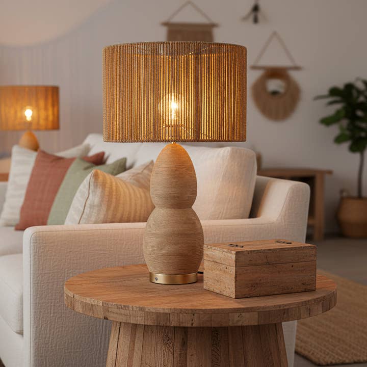 Brise 27 in. Rattan Table Lamp with USB 3-Way Touch Dimmer for wholesale by ELE Light & Decor