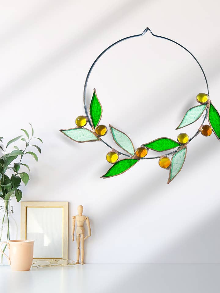 Stained Glass Flora Wreath for wholesale by Samara Designs Studio