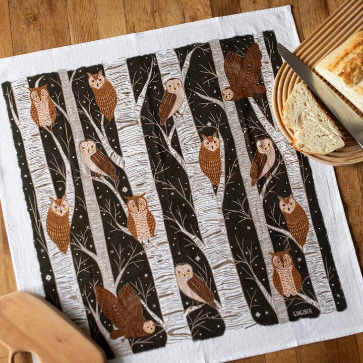 Gingiber - Wholesale Tea Towel - Owl Tea Towel