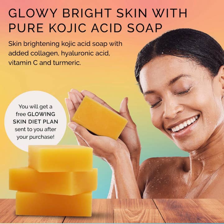 FEVUP CO. - Wholesale Bar Soap - Pure Scentum - Natural Kojic Acid Soap Bars 3 x 3.05oz - Skin Brightening Soap Kojic Acid Dark Spot Remover For Face And Body - Turmeric Kojic Acid Soap With Vitamin C, Retinol, Collagen…