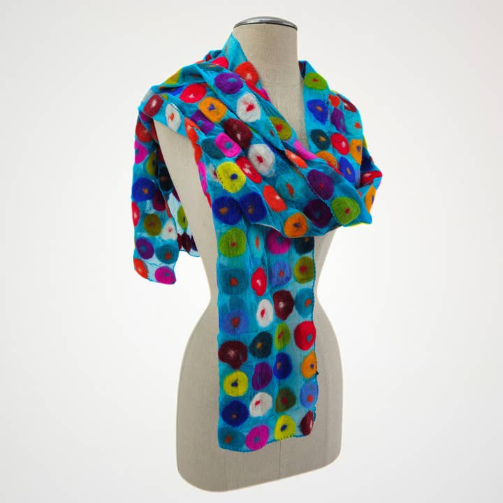 Sciarpa in feltro di lana merino a pois. per la vendita all'ingrosso da parte di Feltiful