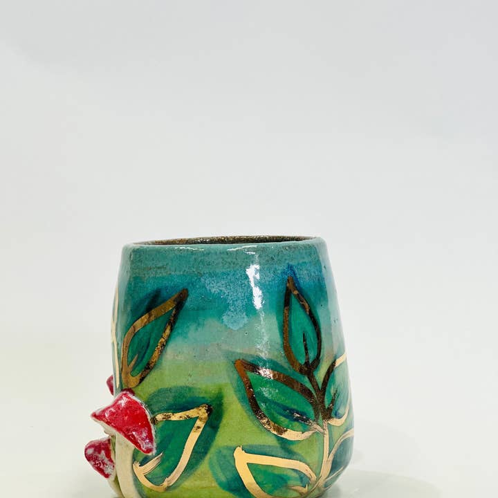 Carys Martin Ceramics - Wholesale Coffee Mug - Rabbit in the Grasses Mug (blue green)