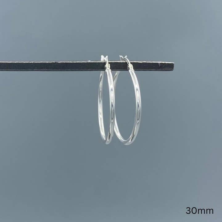 Something Silver - Wholesale Hoop Earrings - 2mm Sterling Silver French Lock Tube Hoops6