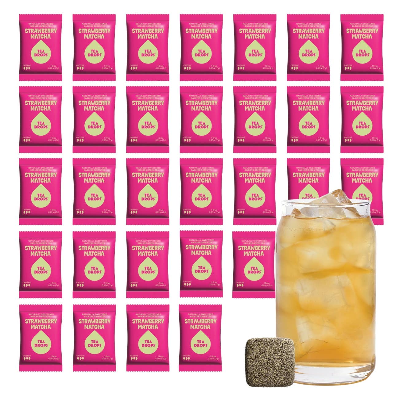 Tea Drops - Wholesale Health/Detox Tea - Strawberry Matcha Tea Single Serves - 30 Unit Bag1