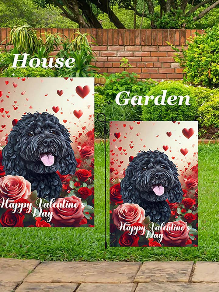 Cockapoo Black - Valentine Garden Flag for wholesale by Best of Breed Products