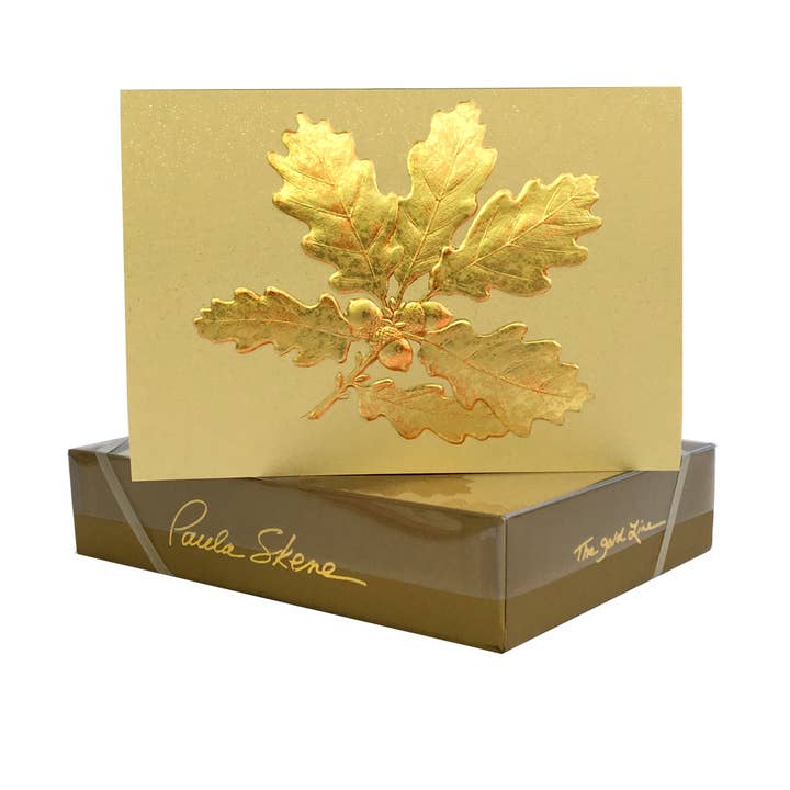 Oak Cluster on Tan Sparkle Blank Fall Card for wholesale by PAULA SKENE DESIGNS