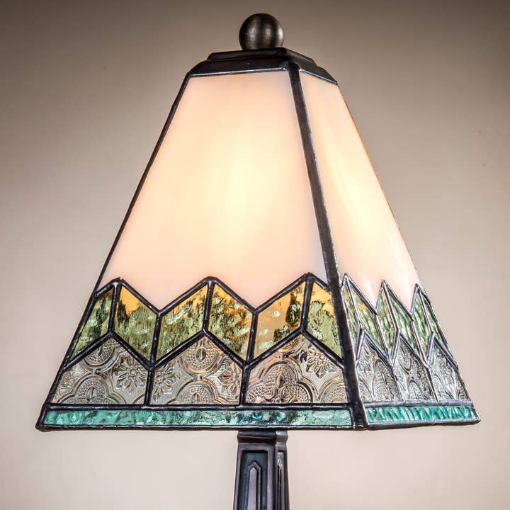 Lam 698 TB Chevron Sage Green and Clear Textures - Accent Lamp for wholesale by J Devlin Glass Art & Bert Anderson Collection