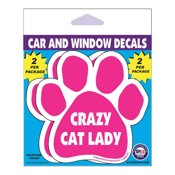 Imagine This Company - Vente Autocollant - Sticker pour vitres de voiture Crazy Cat Lady3