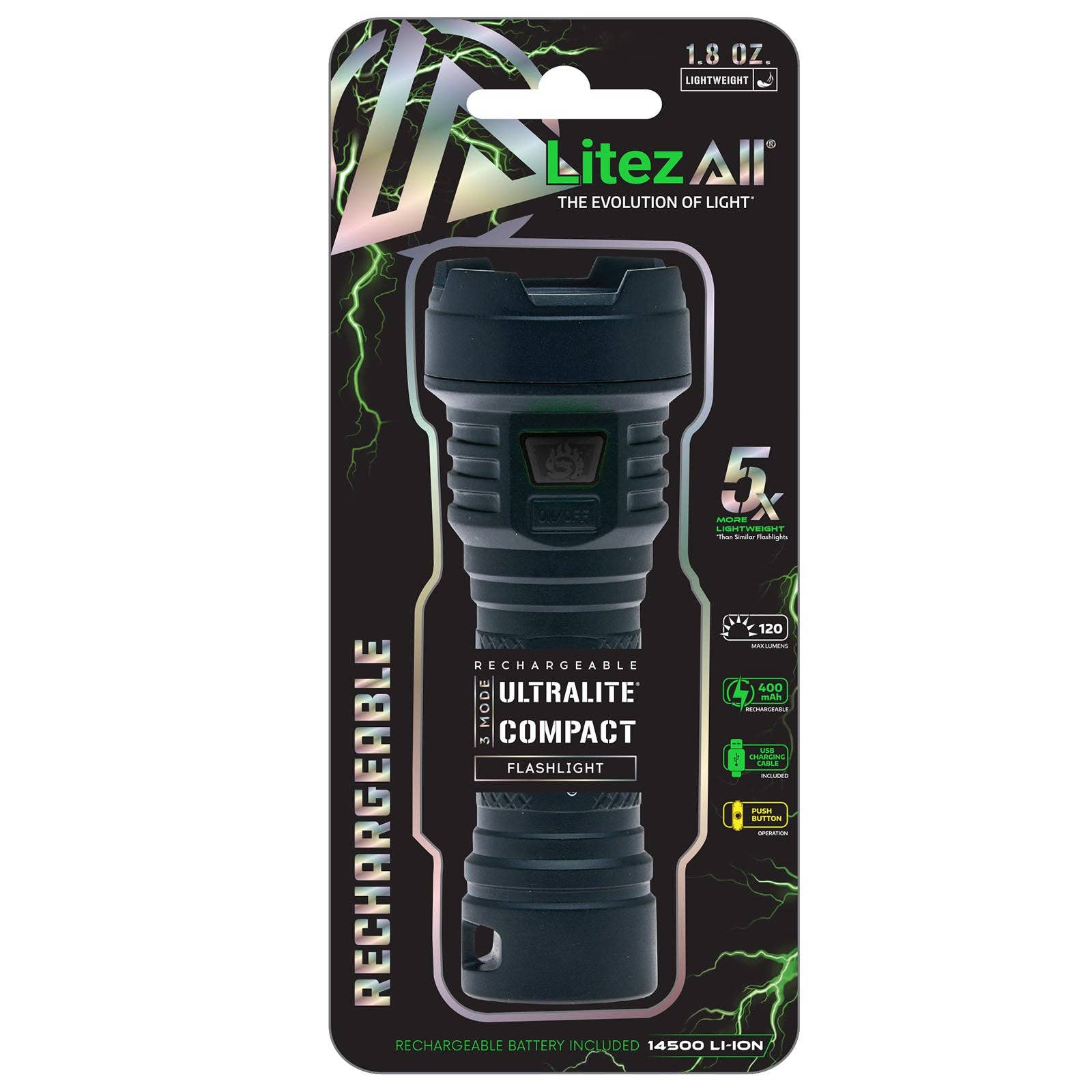 LitezAll - Wholesale Flashlight - LitezAll Blue & Black Rechargeable 120 Lumen Flashlight Set1