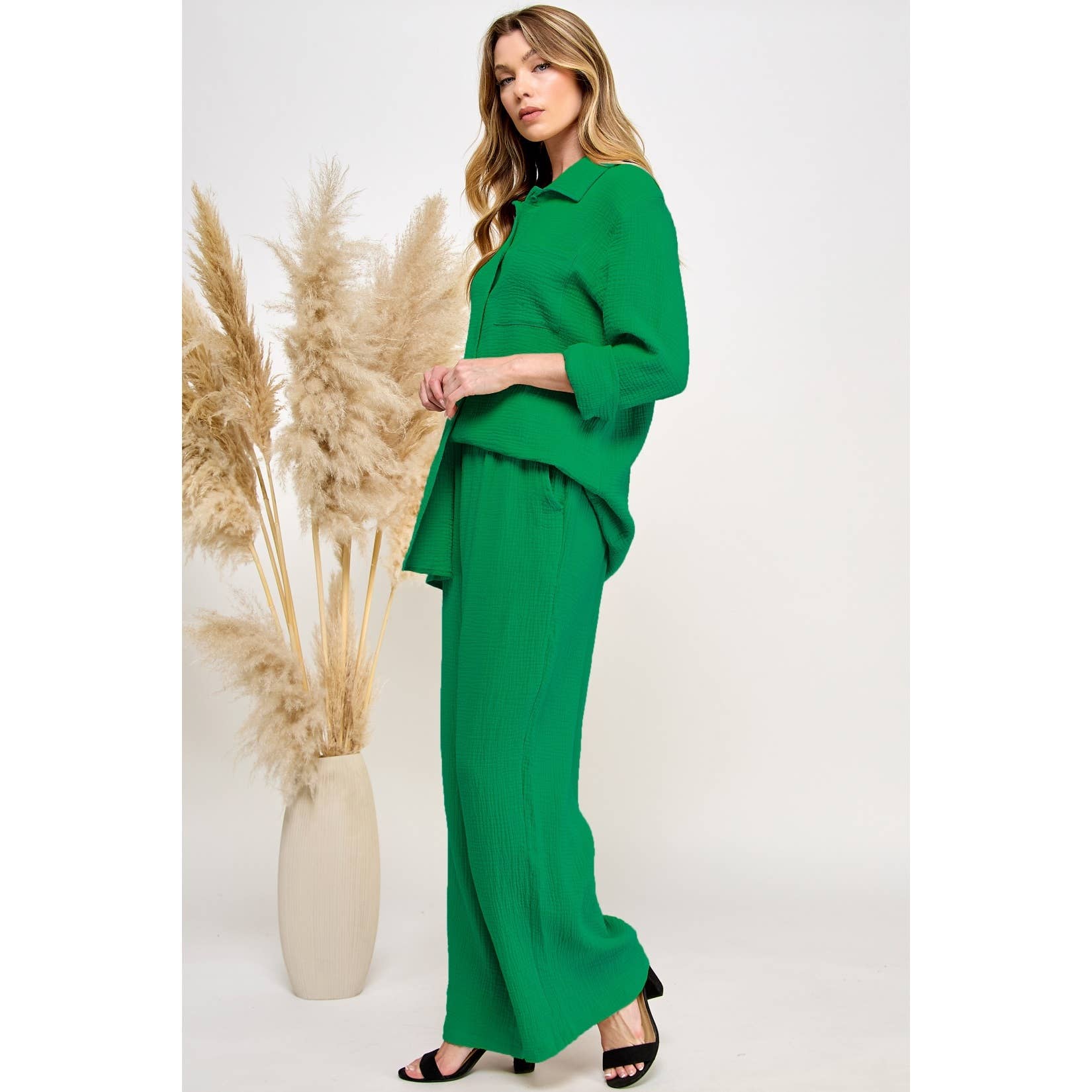 Mapcie - Wholesale Top & Pant Set (NOT Loungewear) - Women's - LONG SLEEVE AND LONG PANTS WITH SIDE POCKET BUTTON DOWN SET13