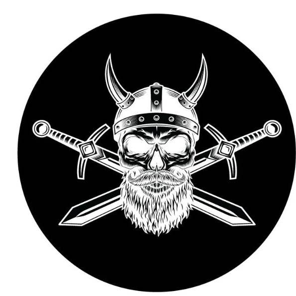 Nordic Viking Warrior Skull & Swords Spare Tire Cover for wholesale by Dirty Acres