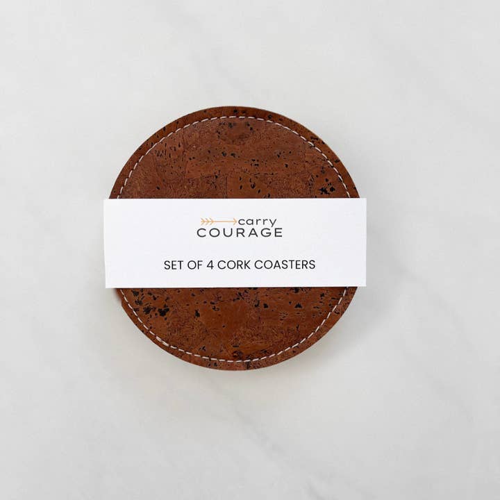 Carry Courage - Wholesale Coasters - SET OF 4 CORK COASTERS11