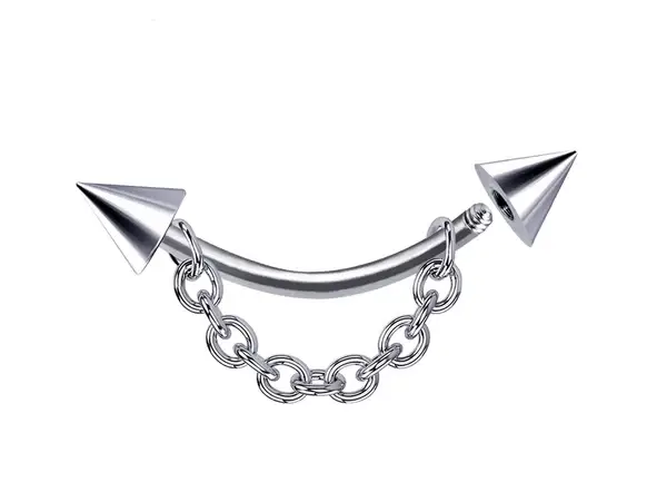 Bodytrend - Wholesale Lip Ring - Vertical Labret Rook Earrings with Chain-Surgical Steel 316L2