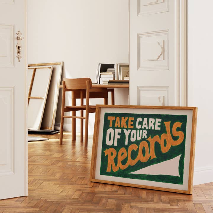Lune Club – wholesale Art print – Take Care Of Your Records Hand Painted Print3