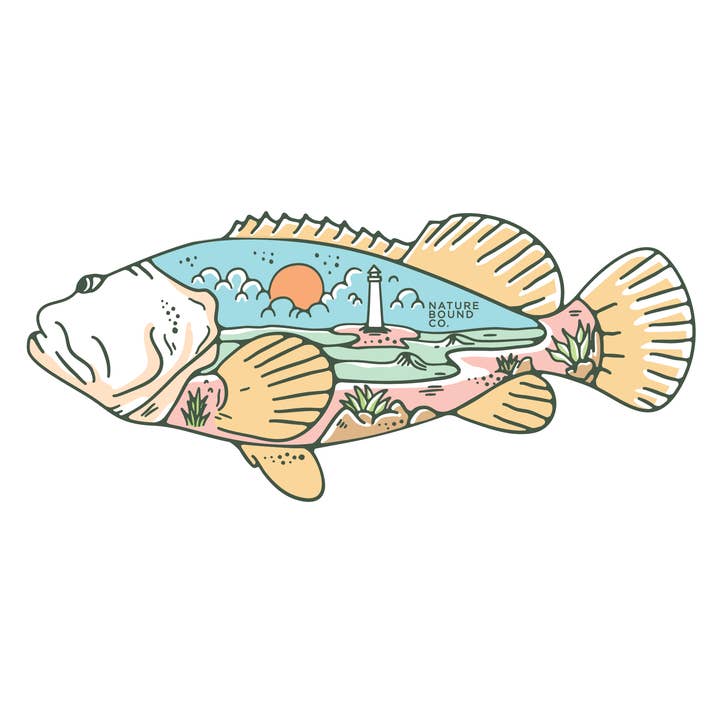"Diep Water" Wilde Grouper Sticker | Blauwe Editie voor wholesale door Nature Bound Co