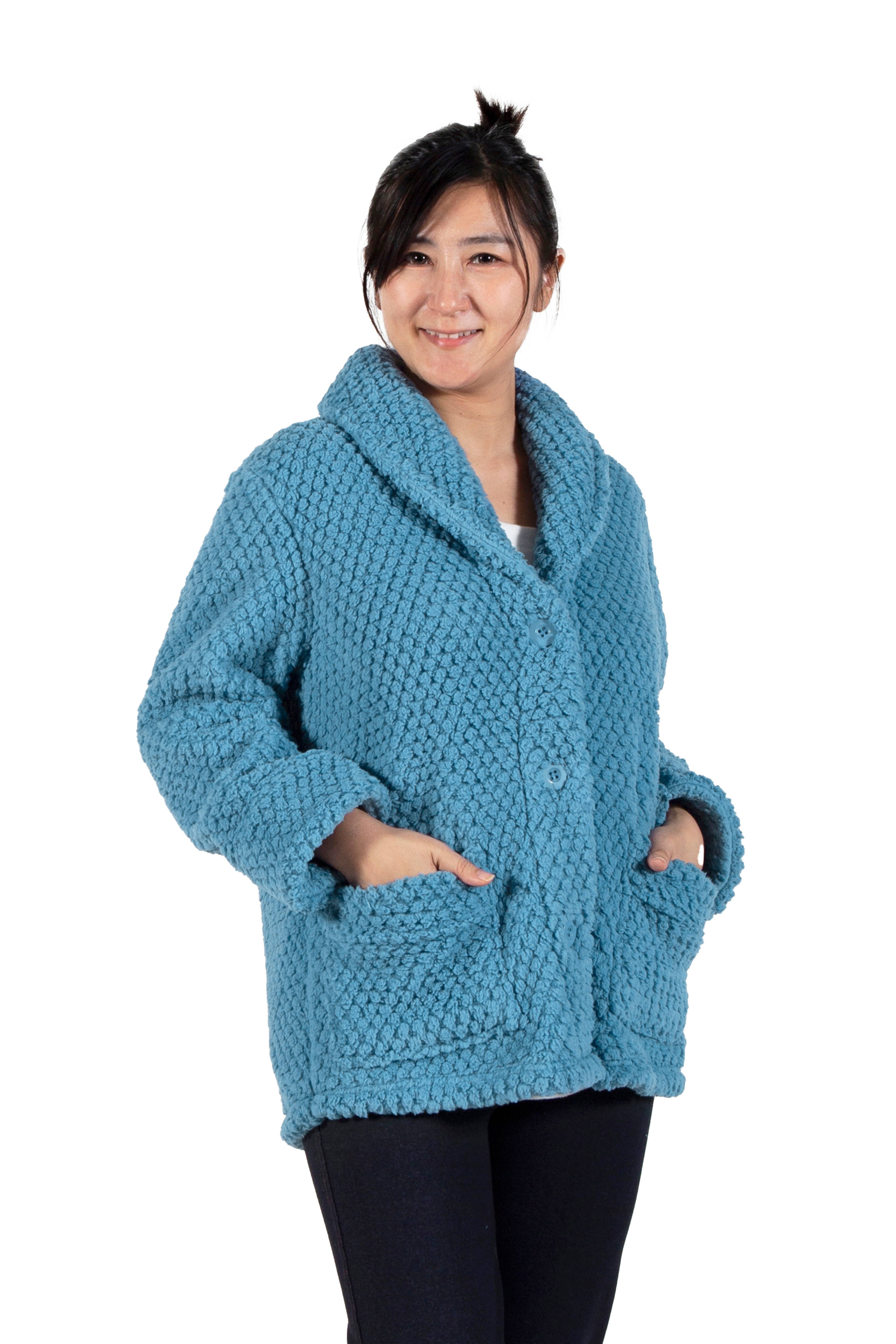 La Cera - Wholesale Lounge Top - Women's - Honeycomb Fleece Bed Jacket4