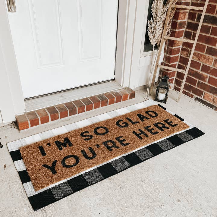 Modern Burlap – Engroshandel Dørmåtte – XL Dørmåtte - Jeg er så glad for du er her (Ny længde)5