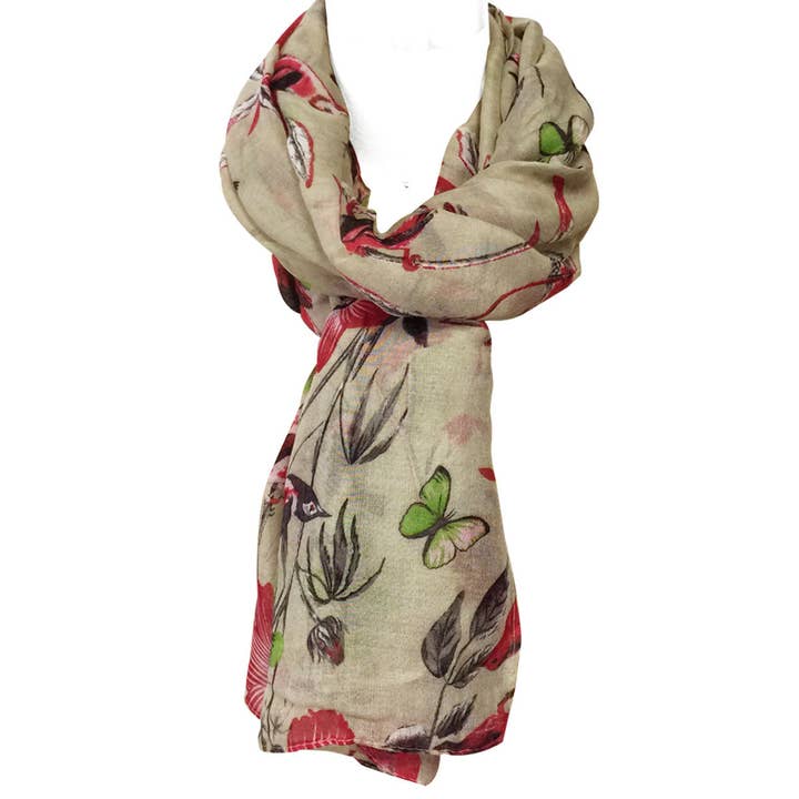 Wrapables.com - Wholesale Scarf - Women's - Wrapables Soft Viscose Bird Print Multi-Style Scarf48