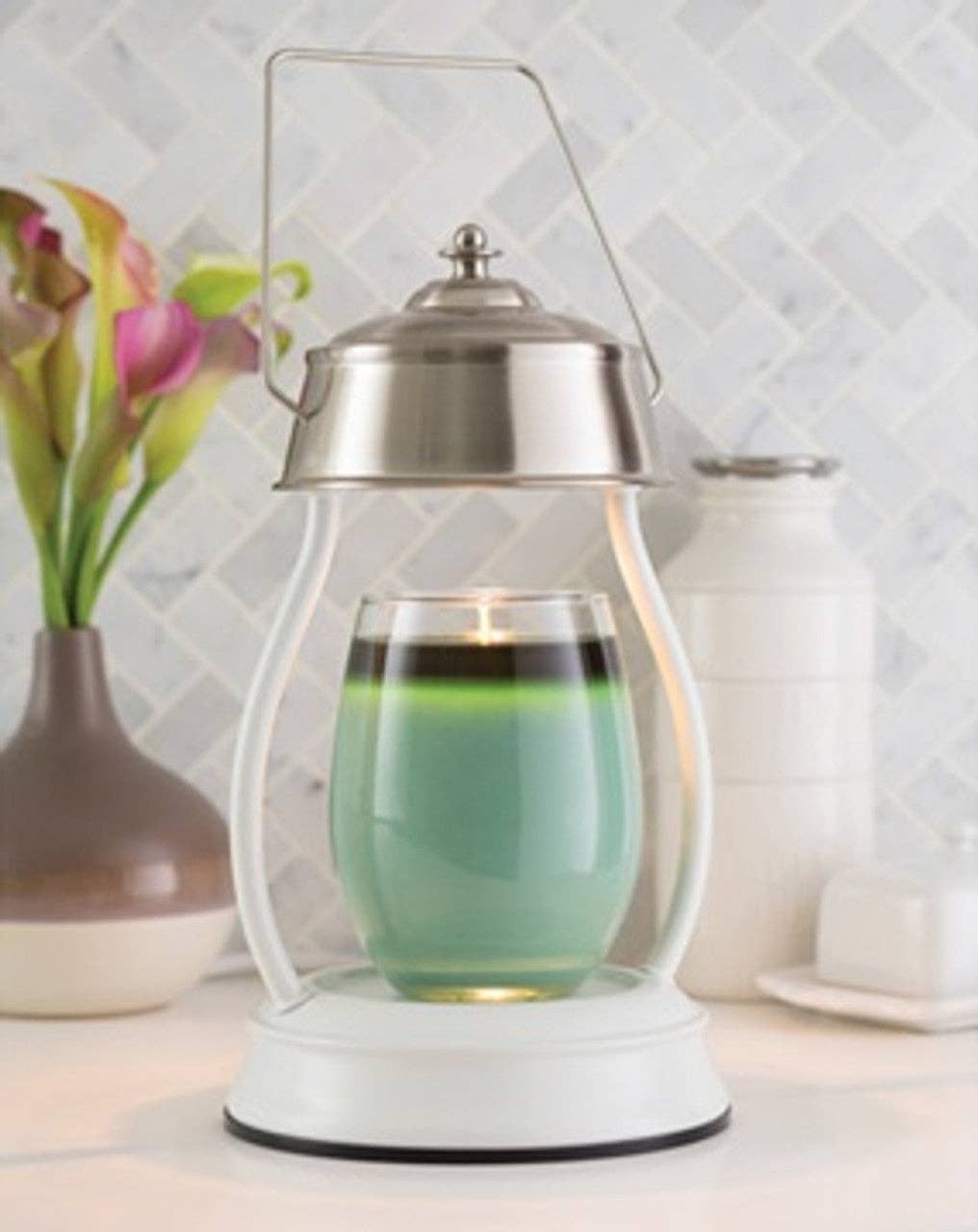 Candle Warmers Australia - Wholesale Lantern - White Nickel Hurricane Lantern - RRP $75.95 - Wholesale