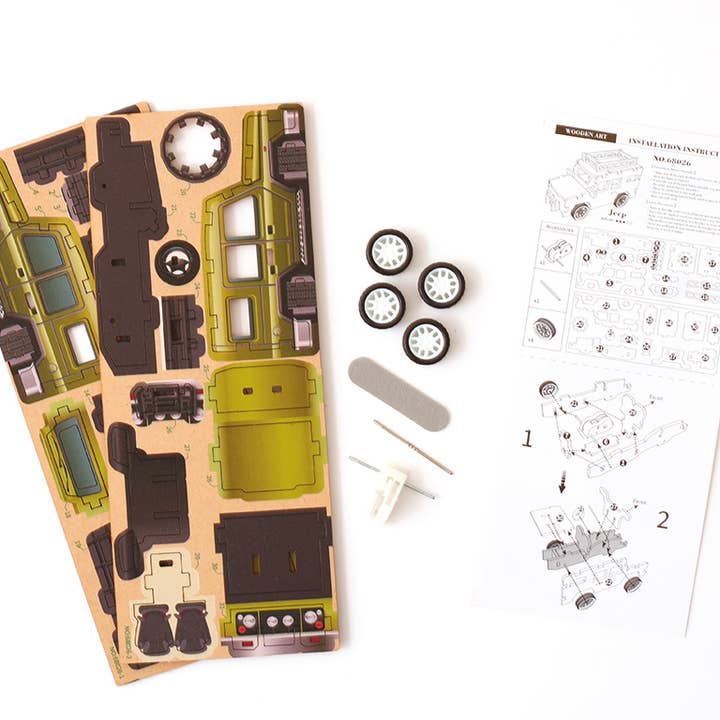 Graine Créative - Wholesale Wood Toy - Kids - 3D WOOD MODEL JEEP VEHICLE8