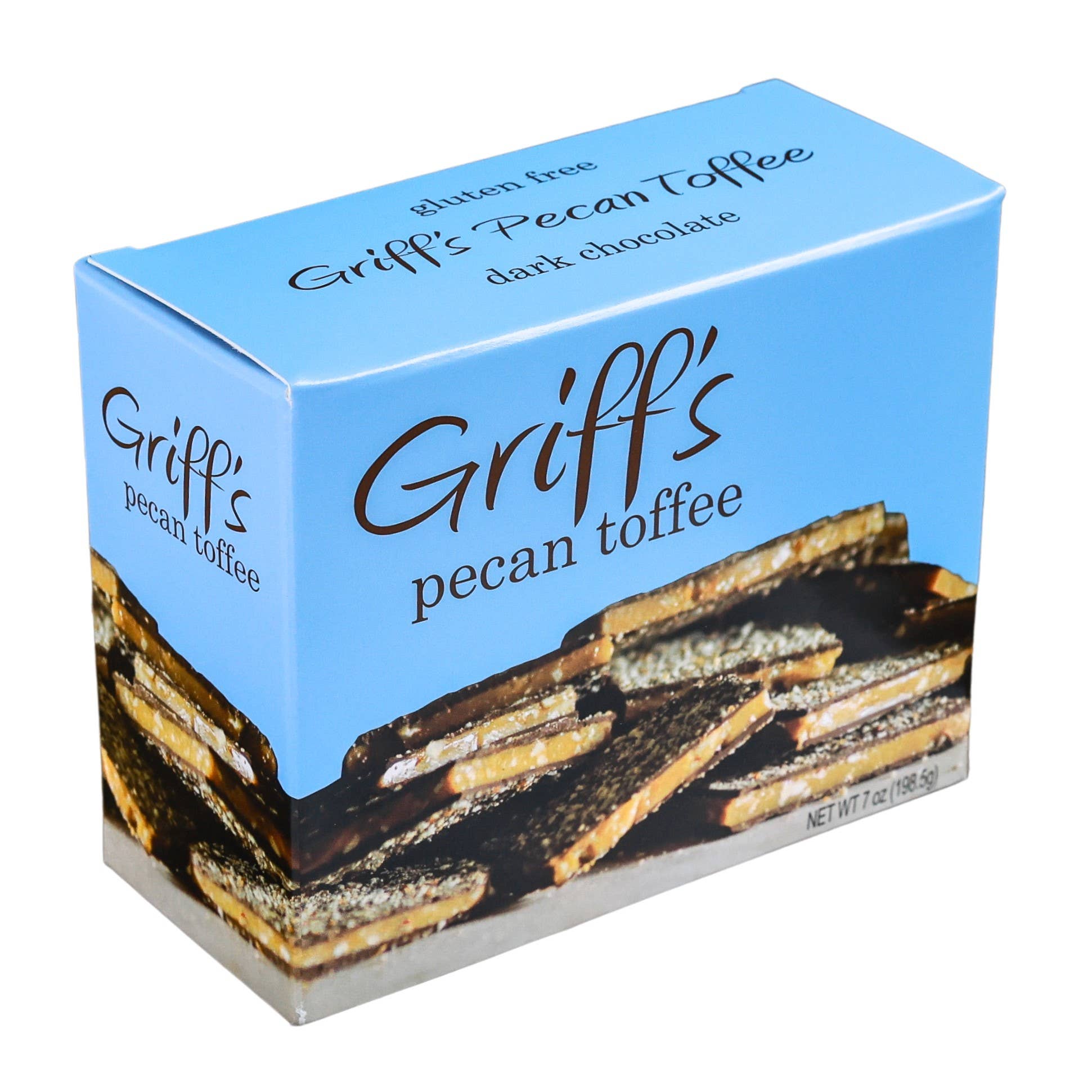 Griff's Toffee - Wholesale Toffee - Griff's Pecan Toffee - 7oz Dark Chocolate Toffee1