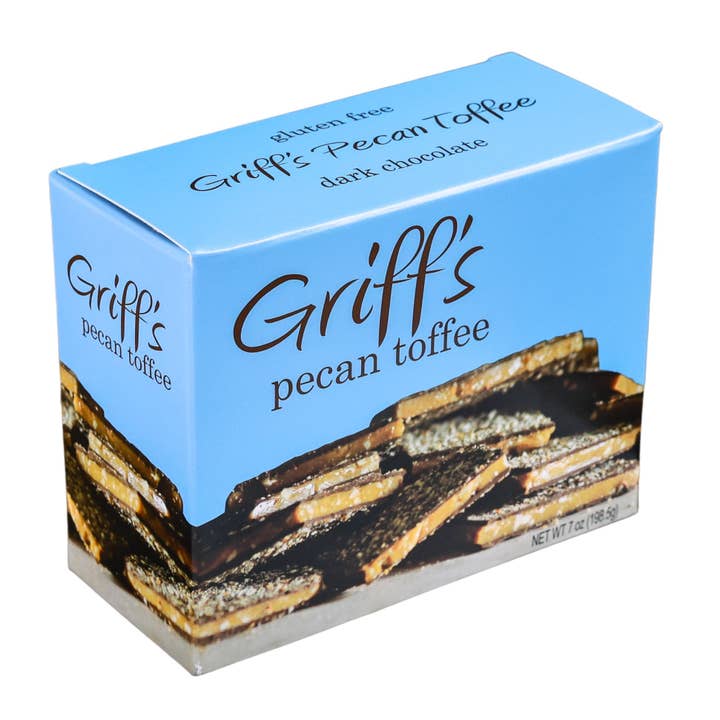 Griff's Toffee - Wholesale Toffee - Griff's Pecan Toffee - 7oz Dark Chocolate Toffee1