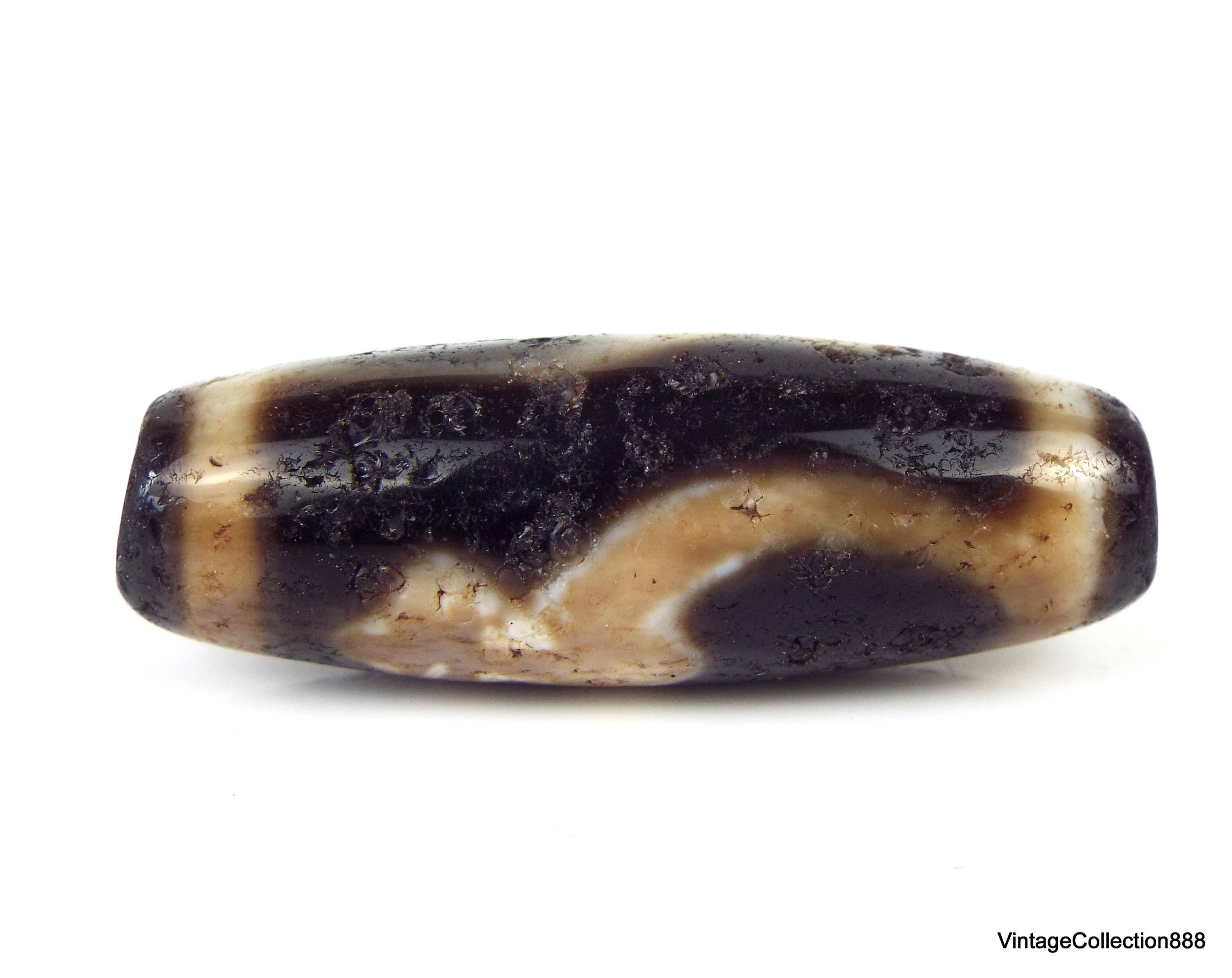 Vintagecollection888 - Wholesale Individual Charm/Pendant - Ancient Dzi Pendant “Aquarius” Buddhist Amulet Agata Amulet0