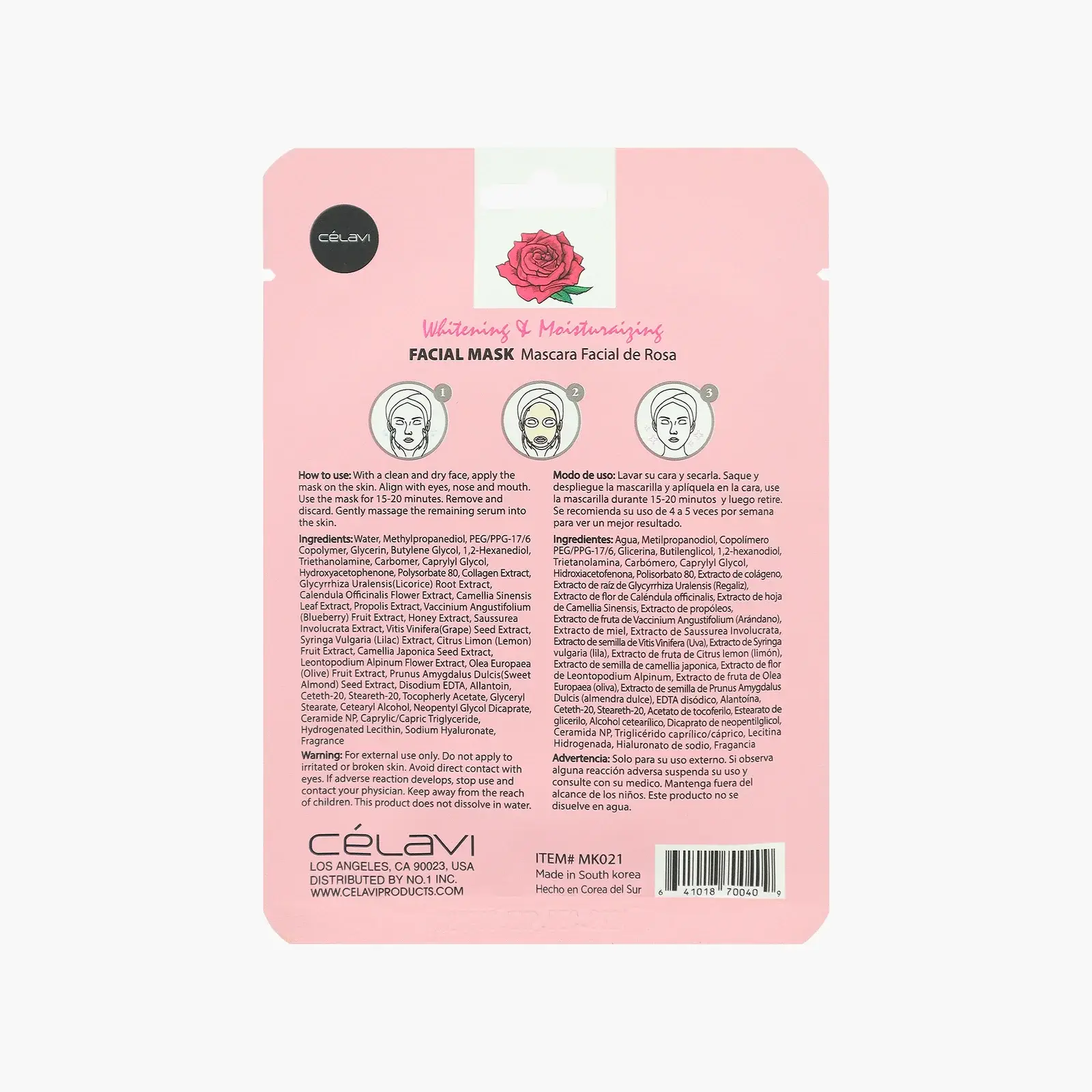 My Wholesale Fashion - Wholesale Skincare Face Mask - [CÉLAVI] Essence Facial Sheet Mask - Rose Water1