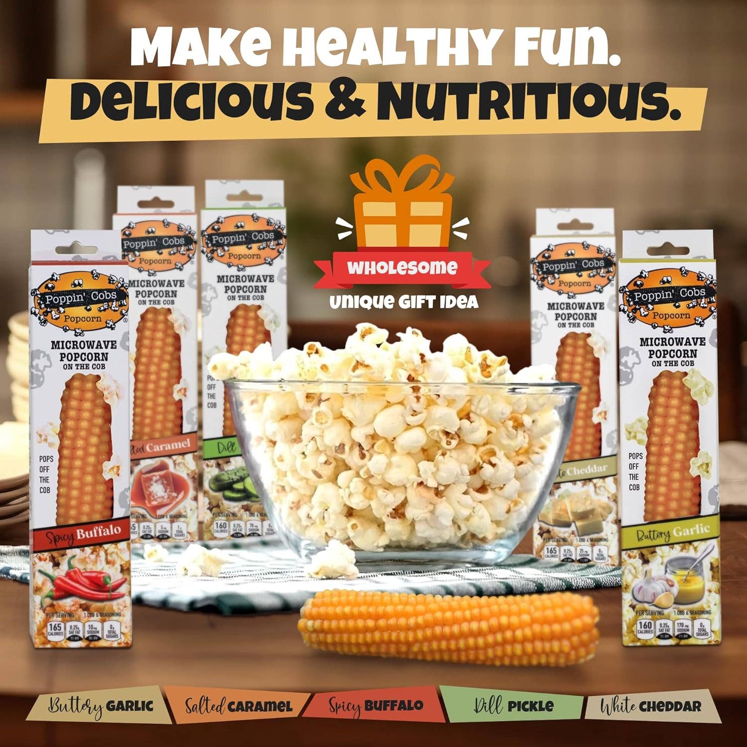 Poppin' Cobs Popcorn - Wholesale Popcorn - Popcorn on the Cob with Dill Pickle Seasoning3