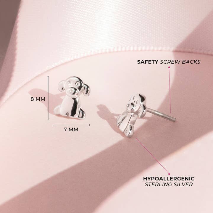 In Season Jewelry – wholesale Örhängen - Barn – Valp hund barn barn flickor örhängen - Sterling Silver4