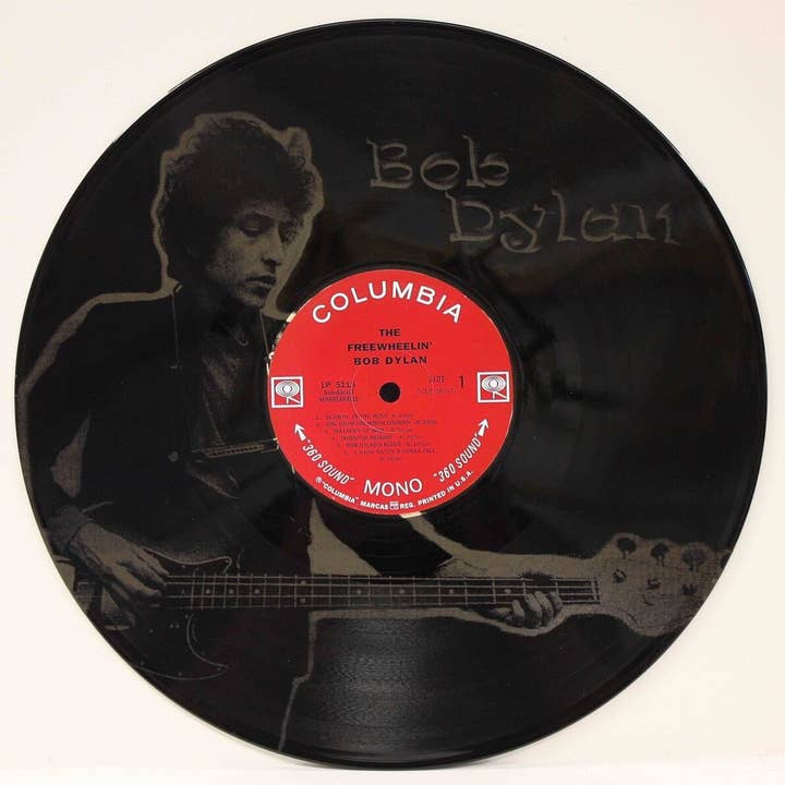 Bob Dylan Lp Lasergraviertes Wandbild aus Vinyl, 30,5 cm, Schwarz für den Großhandel von Gold Record Outlet