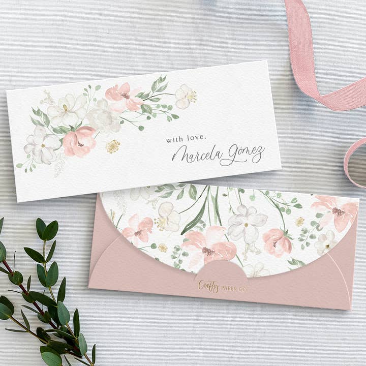 Something for you Blush Floral Money Holder (Box of 6) for wholesale by Crafty Paper Co.