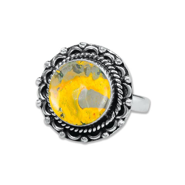 Handmade Jewels - Wholesale Cocktail/Statement Ring - Bumblebee Jasper Rings – Handmade, Silver-Plated, Designer (Made to Order)16