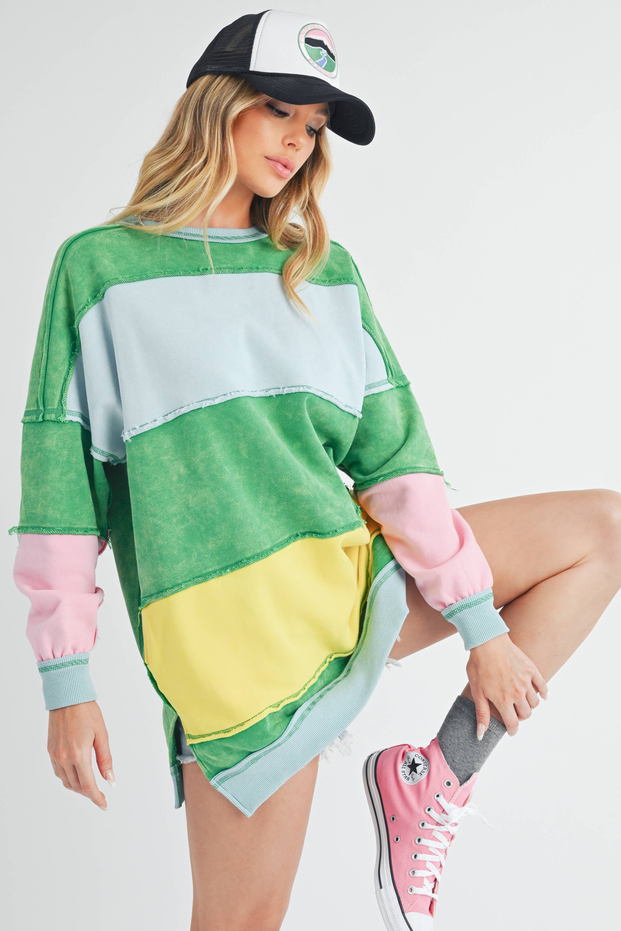 AEMI + CO - Wholesale Knit Sweater - Women's - 8332EK Rugby Color Block Stripe Sweatershirt7