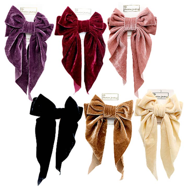 Cap Zone - Wholesale Hair Clip - Women's - Velvety Chenille Polyester Bow Knot Hair Clip