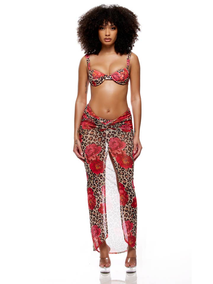 Cheetah Coral Portofino bikini-sæt i cheetah koral med retro bøjle-BH for engroshandel på Faire3